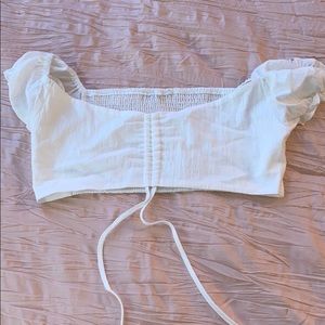 White Scrunch Crop Top